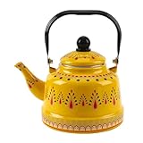 Vintage Emaille-Teekessel für den Herd, Retro-Teekanne, hübsche kleine Teekanne(Yellow,1.1L)