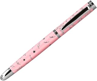 Belius Pluma bella aluminio color rosa diseño plateado relieve tinta azul caja de diseño.