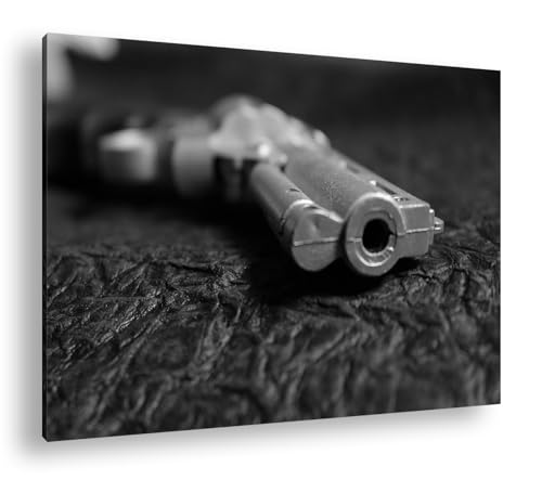 Impression numérique Course d'un revolver couché avec cadre en bois véritable 90x60cm