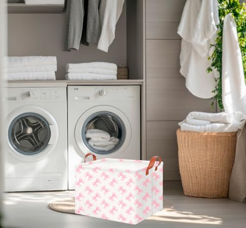 Image of CLOCOR Rectangular Storage Basket,Gift Basket,Waterproof Storage Bin(Star Bowknot)