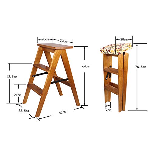 Escalera plegable LUNEZY con taburete multifunción y reposapiés suave de hogar color A 4
