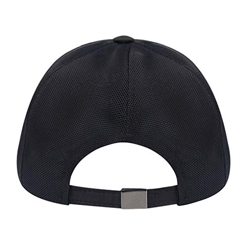 Womens Mens Quick Drying Mesh Baseball Cap Breathable Sun Protection Hat Adjustable Tennis Golf Fishing Cap (Retractable Brim, Black)