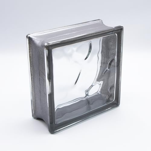 Design Glasbaustein Wolke Reflex anthrazit, 19x19x8 cm - 6 Stück