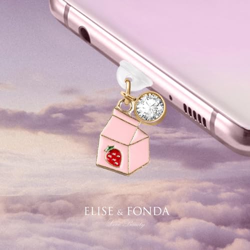 Elise & Fonda TP248 Type-C Usb Charging Port Anti Dust Plug Little Strawberry Milk Cell Phone Charm For Samsung/Huawei/Oneplus/Xiaomi/Oppo Android Phones  thumb #1