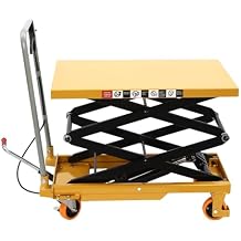 Hydraulic Lift Table Cart, Scissor Lift 770lbs Capacity 51 in Lift Height with Non-Slip Pad und Thickened Scissors Design for Material Handling and Transportation 35.8 X 19.7in