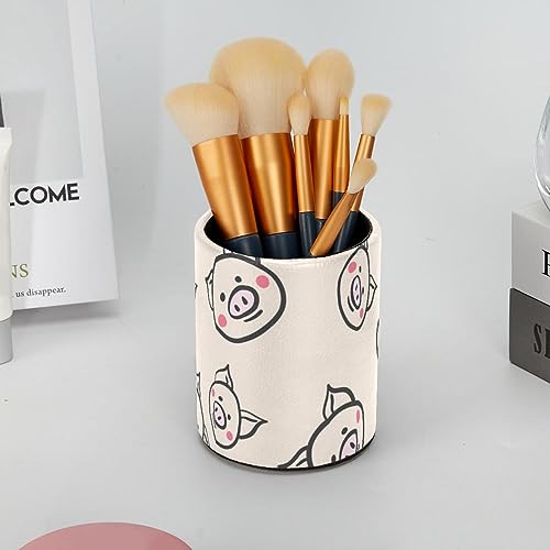 Pot à crayons grande capacité bureau cuir synthétique motif cochon