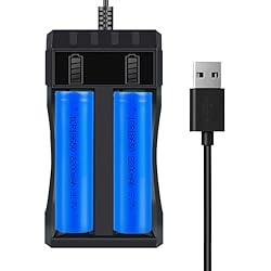 Bateria Recargable 18650 18650 Pilas Recargables, 3.7V 2200mAh 18650 Baterías Cargador Set Plana Tapa Litio Bateria para Linternas LED, Linterna Frontal, Dispositivos Electrónicos