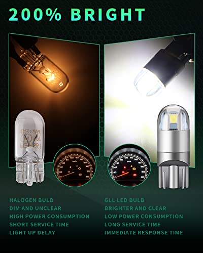GLL 194 T10 Bulbs Super Bright Light Led 2825 W5W 175 168 Bulb for Car Interior Dome Map Door Dashboard Trunk Courtesy License Plate Lights White (10 PCS) - Thumbnail 6