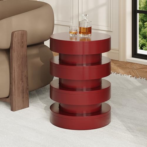 THINK 30 14.2" W Round End Table with 3-Tier Design,