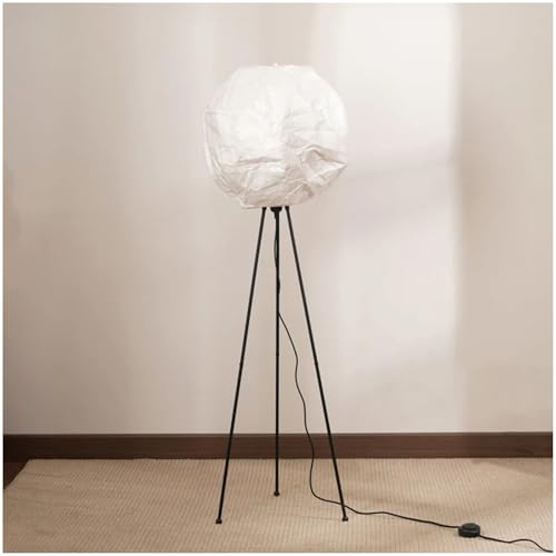 Image of FIG Living Luna Floor Lamp (Off White) | 140 cm Tall Standing Lamp | Handcrafted Lampshade with Knock Down Tripod Stand | Best for Home Decor, Living Room, Cafe & Restaurant | No Bulb
