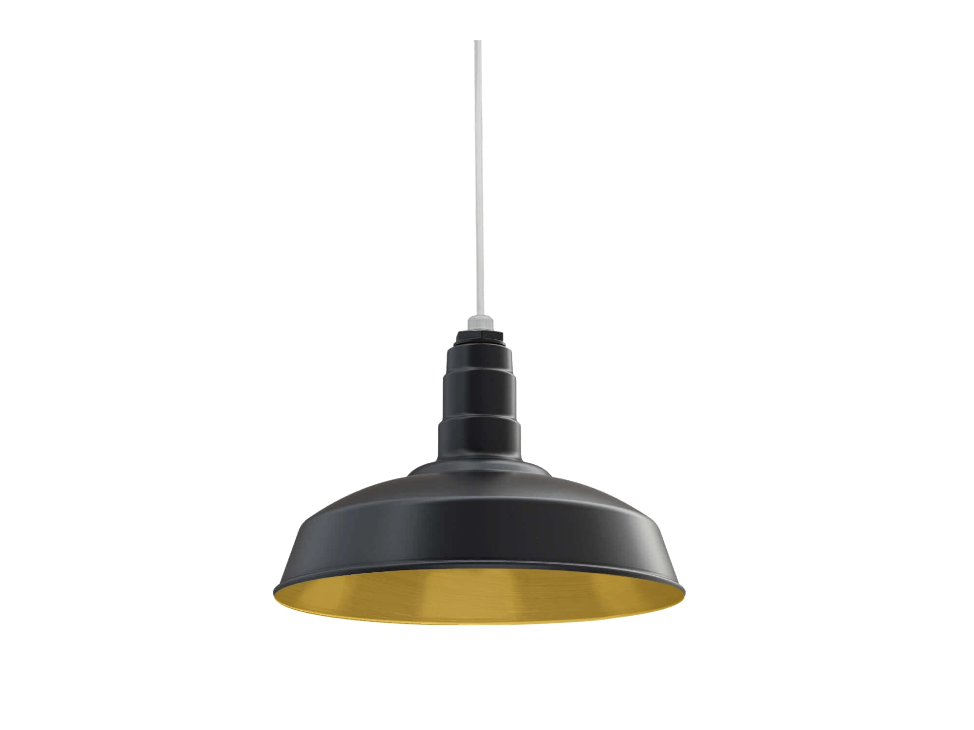 4ft Black Cord Barn Light Pendant 16" Dome | Garage | Matte Black/Brass
