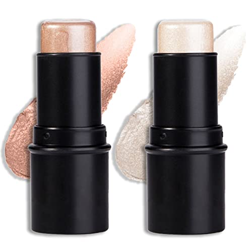 Evpct 2Pcs Face Highlighter Highlight Makeup Stick Cream Contour Bronzer Highlighter Stick Illuminator Highly Piamented Long Lasting Skin Brighten Shadow Contour Highlighter Pen Pencil Light 03&06 #TOP15