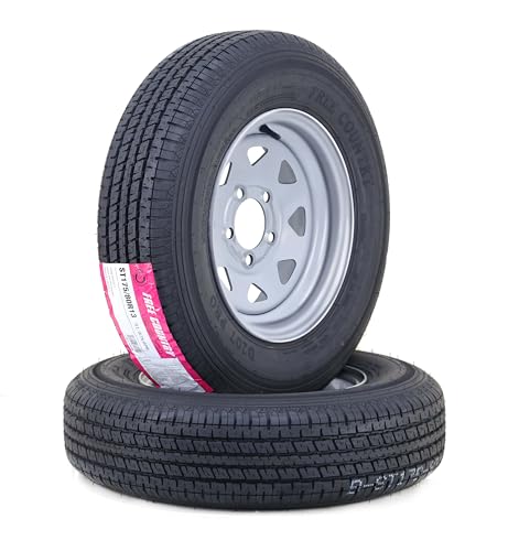 Free Country Trailer Tire Wheel Assembly ST175/80R13 6-Ply C 91M 5 Lug on 4.5 PCD Silver Spoke Rim SET 2