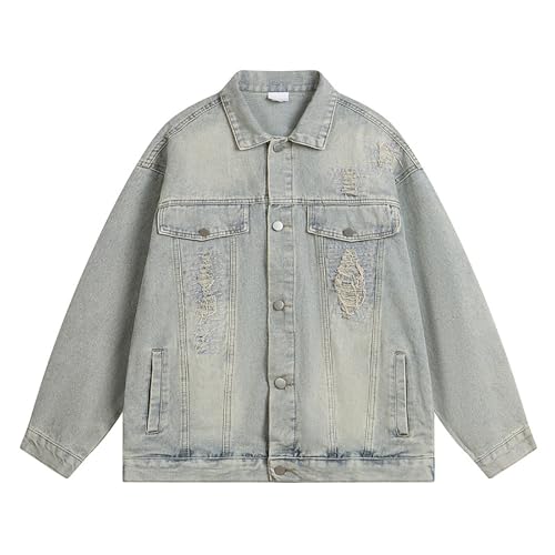 Chaqueta vaquera para hombre de corte regular y manga larga estilo vintage