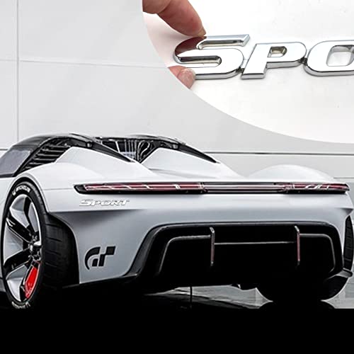 2Pcs 3D Metal Sport Sticker For Car, Sport Emblem Car Tailgate Decal Sticker, Car Exterior Decoration Accessories, Personalise 3D Premium Decals Emblem, Trunk Fender 3D Sticker Modification (Silver) #TOP6