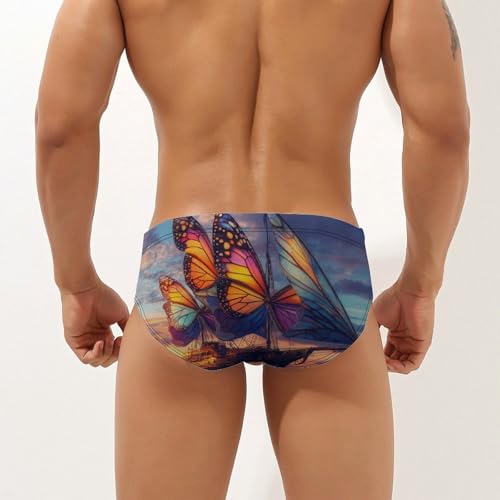 Salvador-Dali Ship with Butterfly Sails Mens Swim Briefs Quick Dry Swim Trunk Bikini Underwear Swimsuit2