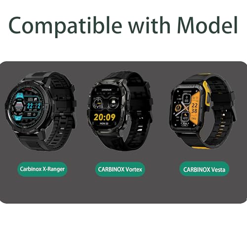 Lamshaw Compatible with Carbinox X-Ranger Bands, Stainless Steel Metal Replacement Strap Bracelet Compatible with Carbinox X-Ranger, Vortex, Vesta Smart Watch (Black)