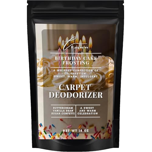 Lapew Birthday Cake Frosting Carpet Deodorizer Powder - Pet Safe Freshener for Vacuuming | Scented Odor Eliminator for Home | 16 oz