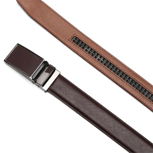 Men's Solid Color Leather Belt 3.0Cm Automatic Buckle Metal Leather Belt Waist Belt4