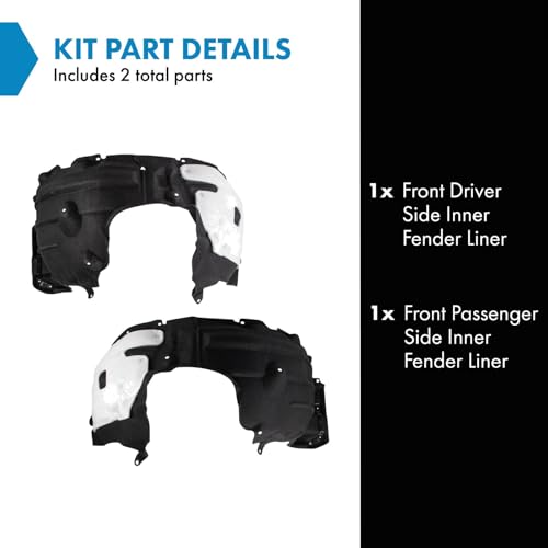 Image of TRQ Front Driver and Passenger Side Inner Fender Liner Set Compatible with 2020-2023 Toyota Highlander