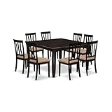 East West Furniture PFAN9-CAP-C 9 Piece Modern Dining Table Set Includes a Square Wooden Table with Butterfly Leaf and 8 Linen Fabric Dining Room Chairs, 54x54 Inch, Cappuccino