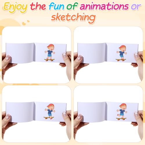 24 Pack Blank Flipbooks 4.5 x 2.5 Inch Mini Sketch Pad Kit 1440 Sheets (2880 Pages) 8 Colors Animation Drawing Book Bulk Flip Book Kit for Animation Sketching Art for Creative Gifts Supplies by HKOYTIUP - Image 5