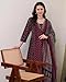DREAMANGEL FASHION Women Party Wear Printed Anarkali 3/4 Sleeve Kurta and Pant Set with Dupatta (Wine, Medium)