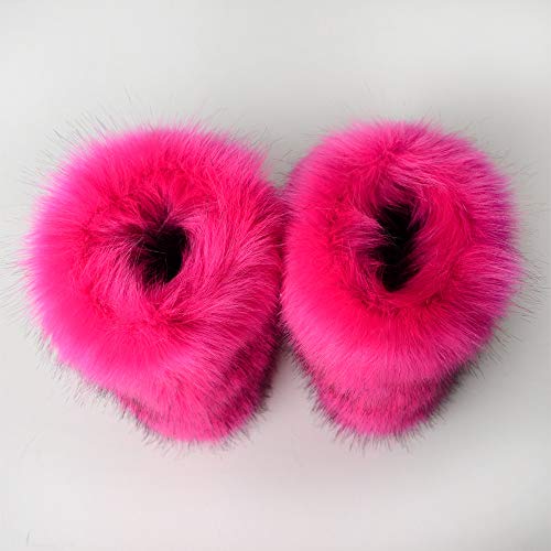 LVCOMEFF Women Faux Rabbit Fur Boot Outdoor with Fur Lining Plus Size Furry Fluffy 2021 Flat Shoes Fuzzy Snow Boot2