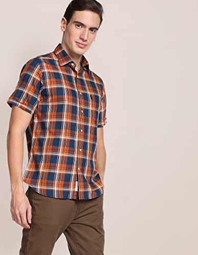 Image of U.S. POLO ASSN. Plaid Check Twill Casual Shirt(8905706591475) Rust