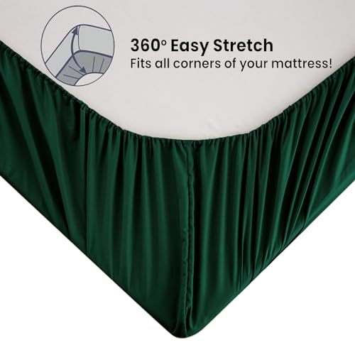 Soifox Double Fitted Sheet Dark Green, Bed Sheets with Extra Deep Pocket 16 inch (40 cm) - Image 4