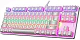 【Key Clavier anti-ghosting】 les 87 claviers de jeu Mechanical sont exempts de conflit (substitution par le jeu de touches) pour une performance de jeu ultime. Avec 12 touches multimédia, design anti-éclaboussures ergonomique et anti-éclaboussures, pieds arrière réglables pour un angle de frappe parfait, câble USB haute vitesse avec connecteur USB anti-corrosion plaqué or pour une connexion fiable qui résistera aux jeux hardcore les plus rapides.