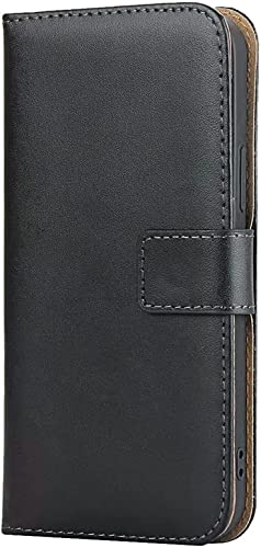 Étui antichoc iPhone 13 mini noir résistant aux chutes avec rabat en cuir