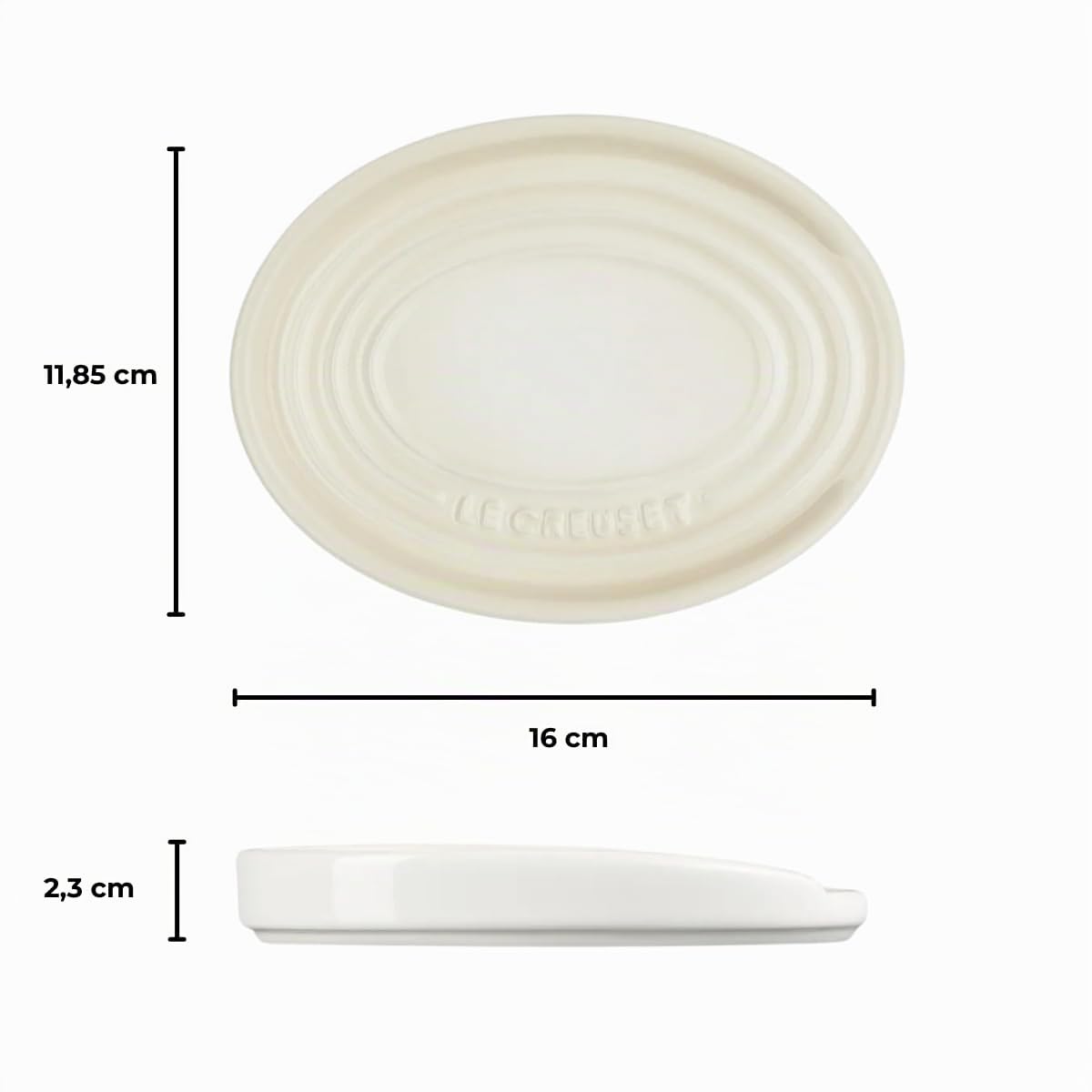 Le Creuset Repose-cuillère oval en céramique Meringue
