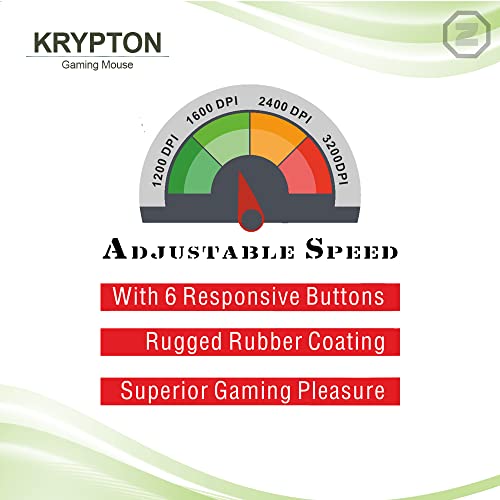 Image of Zebion Krypton Professional Gaming Mouse, with 7D Multi Color Gaming Features, 6 Responsive Buttons, Stunning Multicolor Glow, Adjustable Speed, Rugged Rubber Coating and 3 Years Warranty
