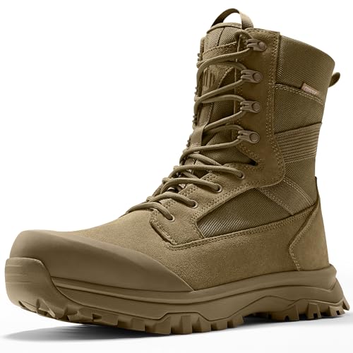 Image of Coostar Tactical Boots for Men Lightweight Military Combat Work Boot Side Zipper Motorcycle Hiking Boots 8 Inches