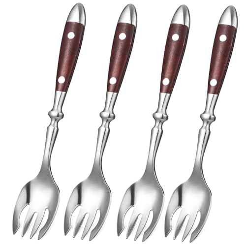OFFSCH 4Pcs Stainless Steel Sporks Mixing Forks for Salad Fruit Serving Utensils Glossy Finish Versatile for Kitchen Dining