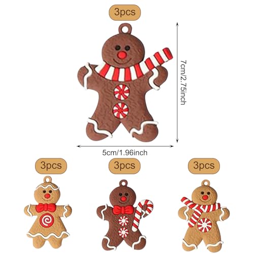 GWAWG 12PC Gingerbread Christmas Tree Decorations Gingerbread Man Hanging Ornaments Mini Gingerbread Men Pendants with Strings Christmas Decor Perfect for Xmas Tree Wreath Gate Door Party Decorations - Image 2