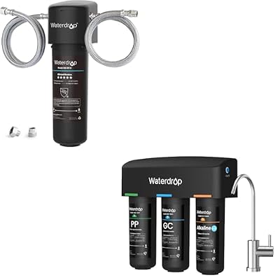 Waterdrop 10UA+TSB-ALK 8 Layer High Capacity Under Sink Water Filter, Reduces PFAS, PFOA/PFOS, Fluoride, Chlorine, Bad Taste & Odor, with Dedicated Faucet, Under Sink Water Filter,Bundle