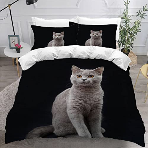 Housse de couette chat 200x200 ultra doux en microfibre premium lit double - 2