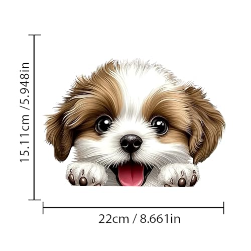 Image of Cute Animal Dog Car Sticker Waterproof PVC Double-Sided Printed Puppy Car Decal Funny Dog Peeking Decal for Car Window Bumper Truck Wall Laptop Car Decor (Cute Dog)