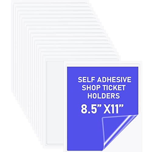 60 Pcs Self Adhesive Shop Ticket Holders Clear Plastic Sleeves Adhesive Pockets Work Order Job Ticket Holders For Home Office School Box Posting Signs (8.5 X 11 Inch) #TOP24