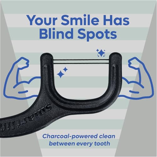 Image of SmartLifeco Eco-Friendly Dual-Thread Dental Floss Picks (200ct) - Flossers Made with Straw Wheat Blend, Natural Teeth Whitening, Tooth Pick Stick for Adults, Activated Bamboo Charcoal Floss Thread