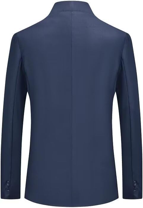 Men's Stand Collar Chinese Tunic Blazer Casual Slim Fit Blazer Front Button Jacket2