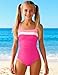 Urkierry Girls One Piece Swimsuits Color Block Swimwear Adjustable Strap Fashion Bathing Suit for Girls 10-12