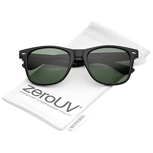 zeroUV - Retro Wide Arm Square Impact Resistant Glass Lens Horn Rimmed Sunglasses 55mm