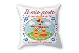 overthetee cuscino amore nomi personalizzabili il mio posto è accanto a te insieme cagnolini anniversario san valentin fidanzata idea regalo