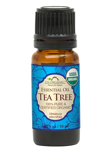 US Organic 100% Pure Tea Tree Essential Oil - USDA Certified Organic, Steam Distilled, Sourced from South Africa, Undiluted, Non-GMO (10 ml (Pack of 1))