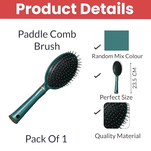 Image of TEMPERIA (1 pcs) Hair Comb for Women & Men - Paddle & Flat Hair Brush For Adding Curls, Volume & Waves - Premium & Ergonomic Hairbrush (Random Colors) (MN02)