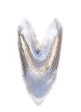 Women's Metal Mesh Top Sexy Shiny Party Nightclub Wedding Prom Tops (Silver) 24' Neck