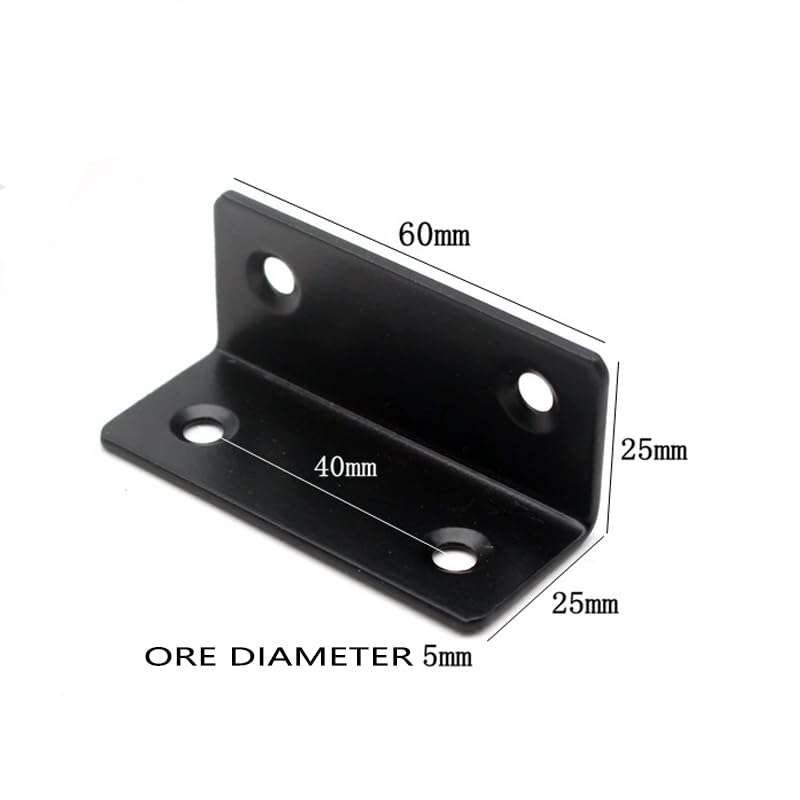 Mindwissup Set of 4 L Shape Angle Connectors, 65 x 20 x 20 mm, Black, 90 Degree Furniture Connector, Angle Stainless Steel - Image 2